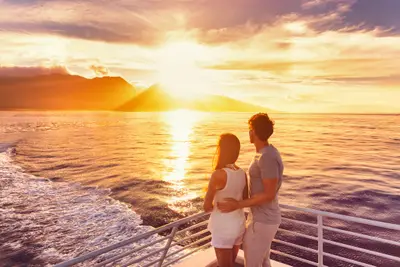 Waikiki Sunset Splash Catamaran Sail with Swim Stop — Pink Sails Waikiki